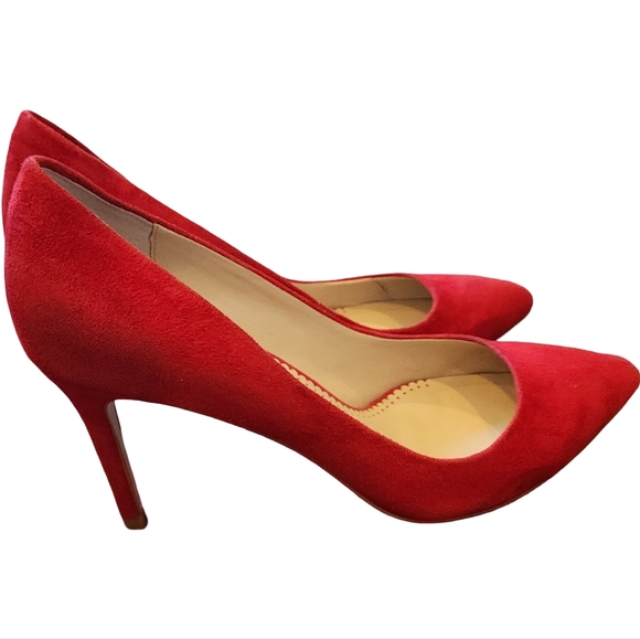 Elegant Allegra James Red Stiletto Suede Heels Size 9 - Picture 4 of 8